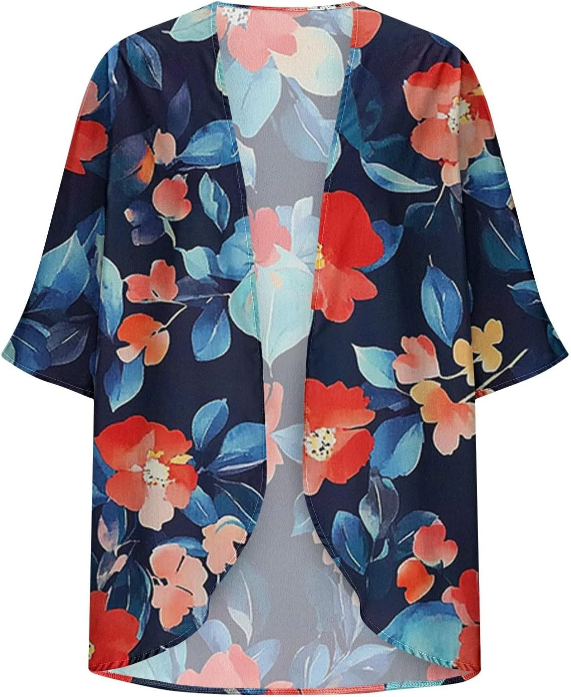 Women's Floral Cardigan Coverups Bohemian Kimono Loose Lightweight Cover Up Beach Swimsuit Chiffon Summer Rash Guard