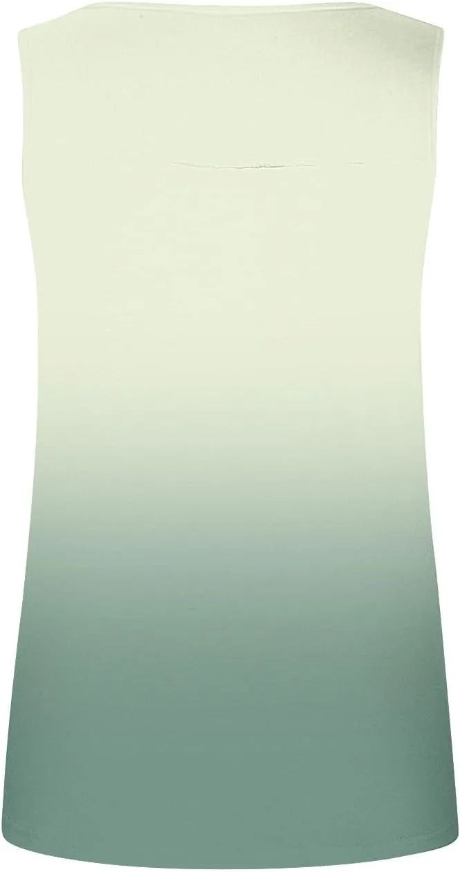 Women's Gradient Tank Tops Summer 2025 Sleeveless Round Neck Pleated Shirt Trendy Casual Loose Beach Vacation Outfits