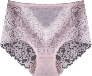 Women's Mid High Waist Sexy Lace Panties Seamless Brief Briefs Panties for Women