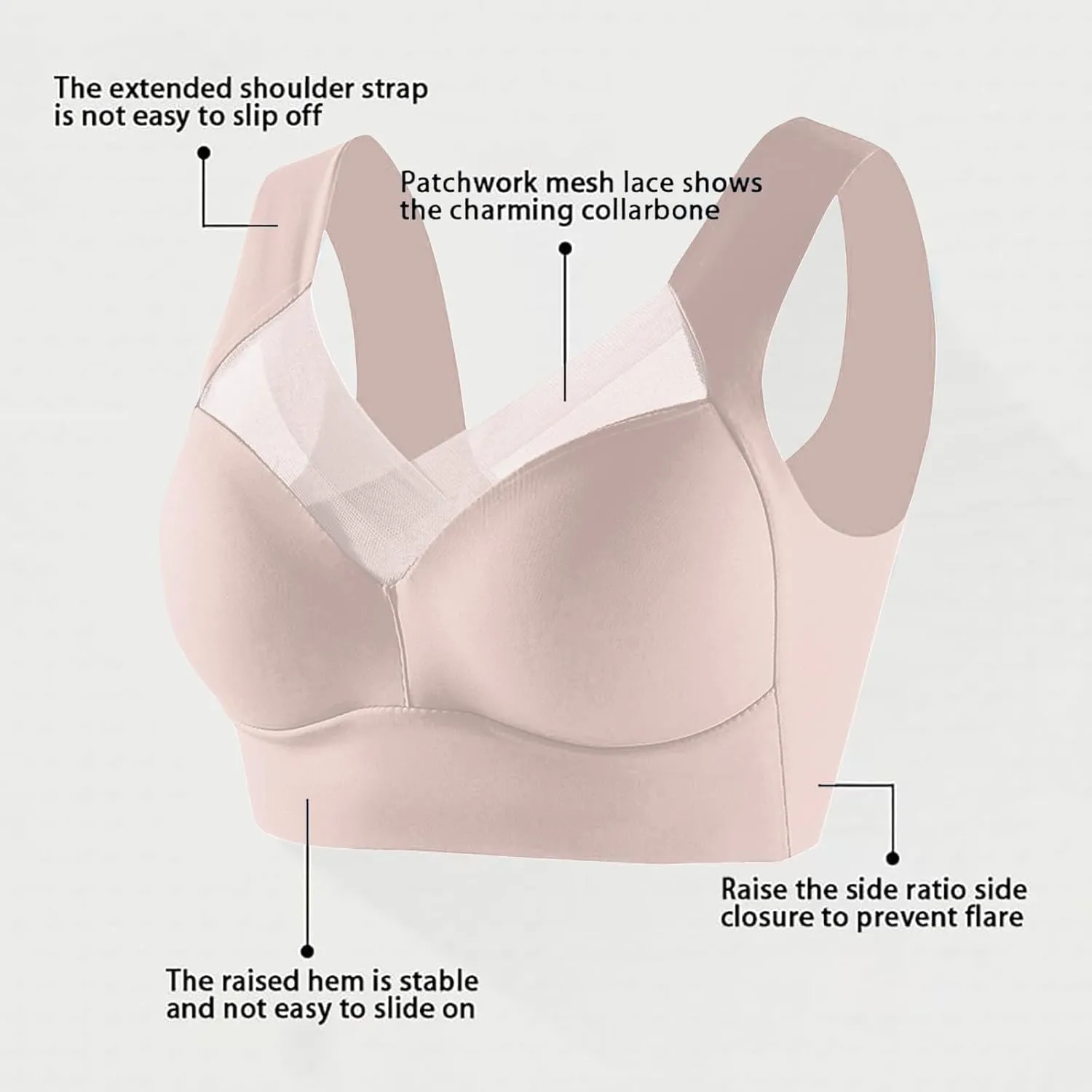 Women's Seamless Bras Wirefree Push Up Bra Full Coverage Gathering Bra Comfortable Bralettes with Support Everyday Bra