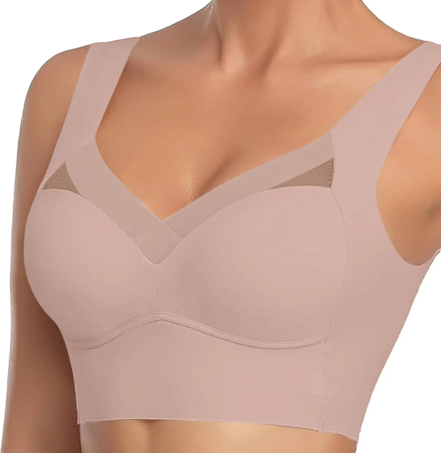 Women's Seamless Bras Wirefree Push Up Bra Full Coverage Gathering Bra Comfortable Bralettes with Support Everyday Bra