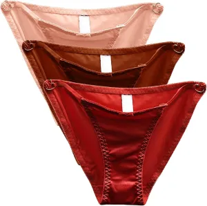 Womens Sexy Panties Seamless Satin Low Waist Bikini Briefs Hipster Lingerie G String Thong Cheeky Underwear