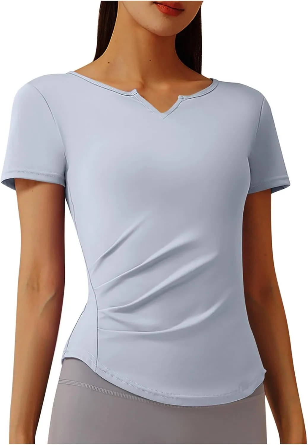 Womens Short Sleeve T-Shirts Casual Crewneck Quick Dry Athletic Running Workout Rash Guard Tops Summer Basic Tennis Tees