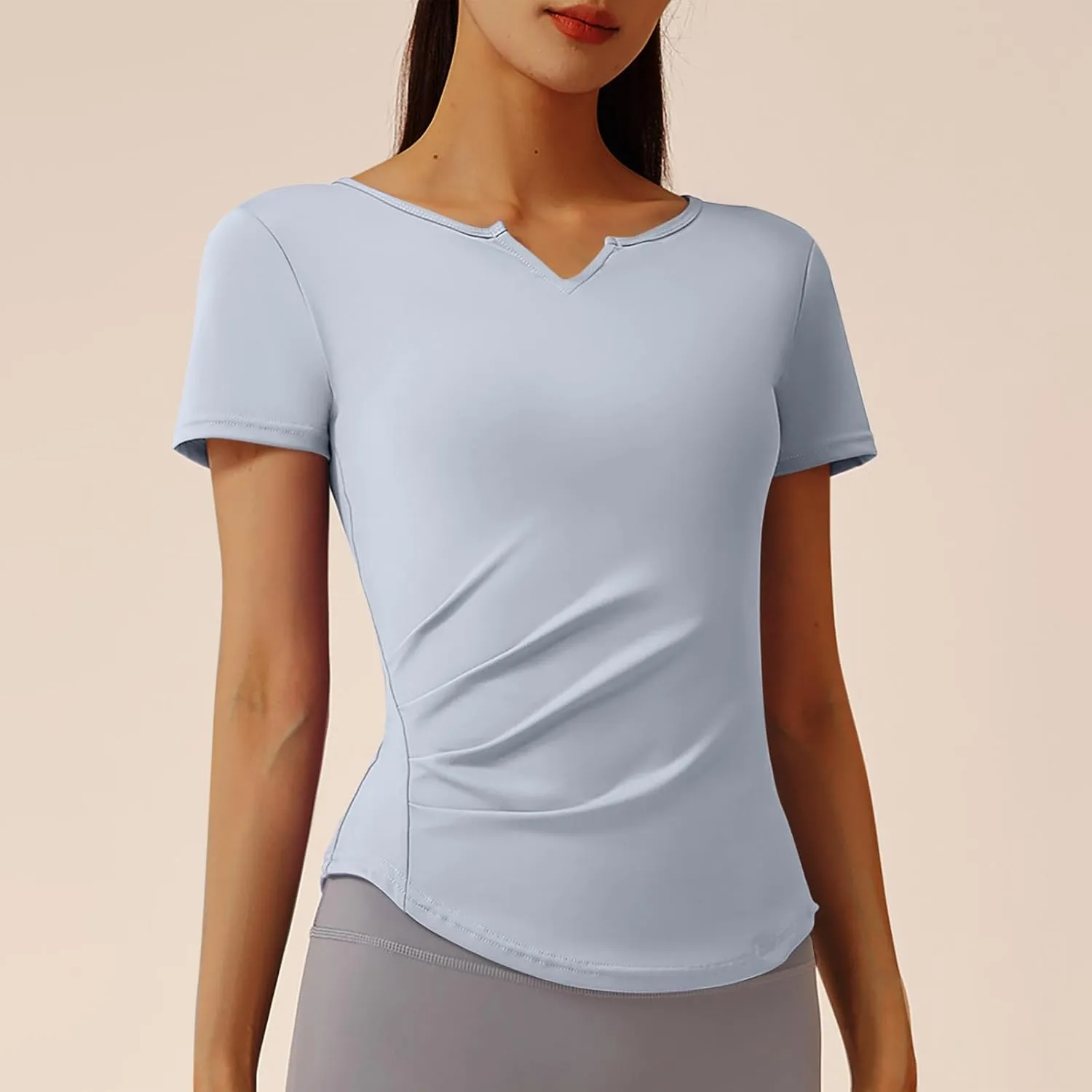 Womens Short Sleeve T-Shirts Casual Crewneck Quick Dry Athletic Running Workout Rash Guard Tops Summer Basic Tennis Tees