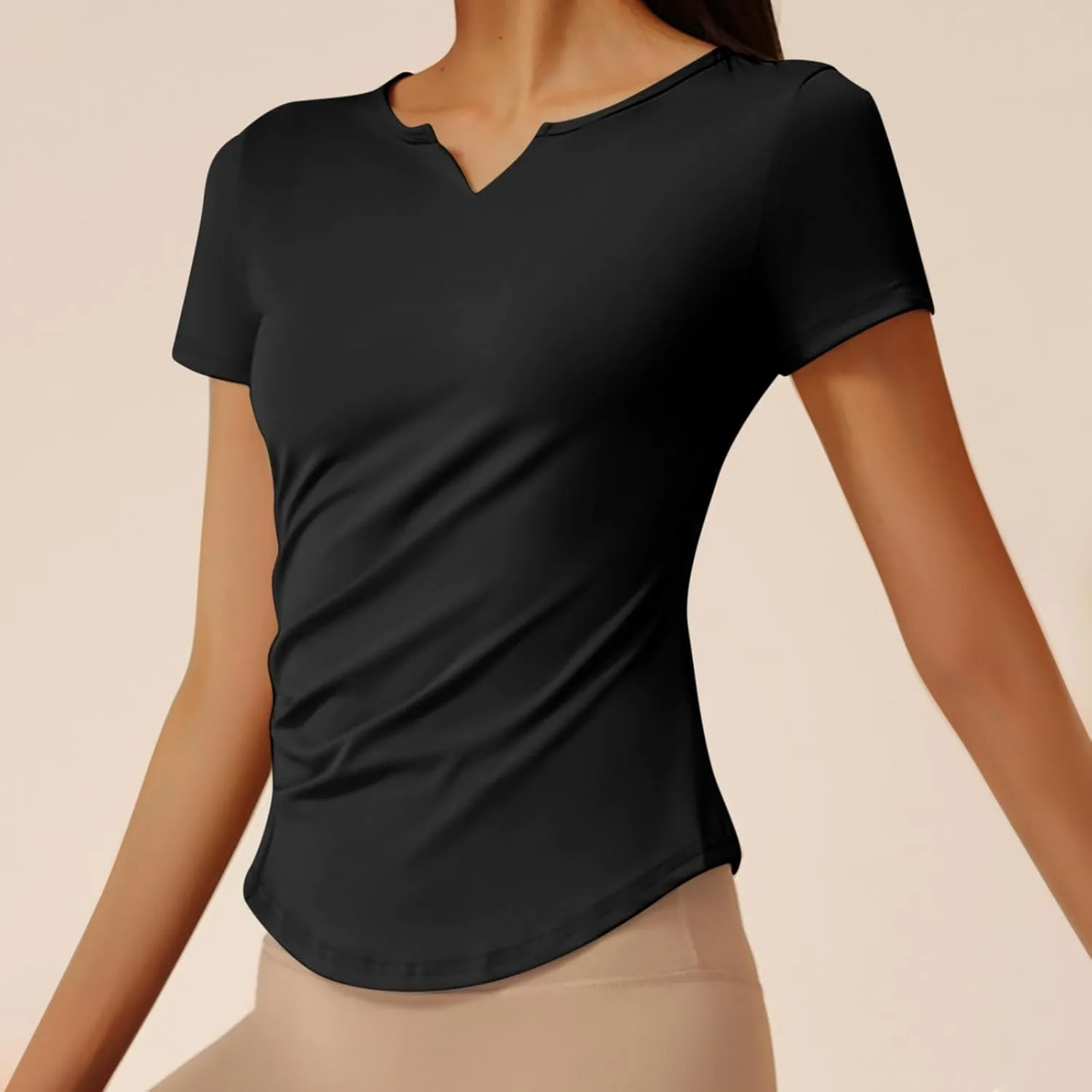 Womens Short Sleeve T-Shirts Casual Crewneck Quick Dry Athletic Running Workout Rash Guard Tops Summer Basic Tennis Tees