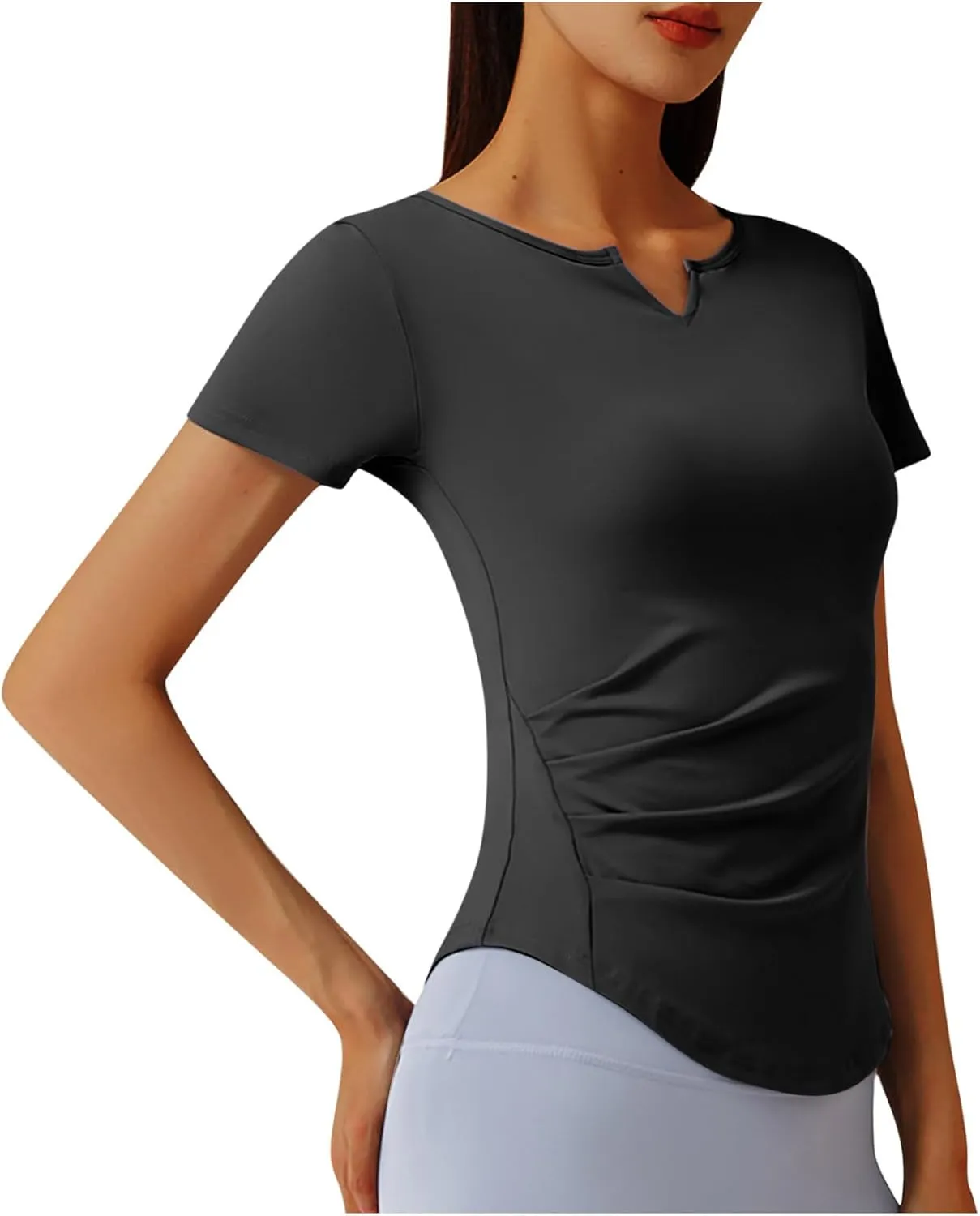 Womens Short Sleeve T-Shirts Casual Crewneck Quick Dry Athletic Running Workout Rash Guard Tops Summer Basic Tennis Tees