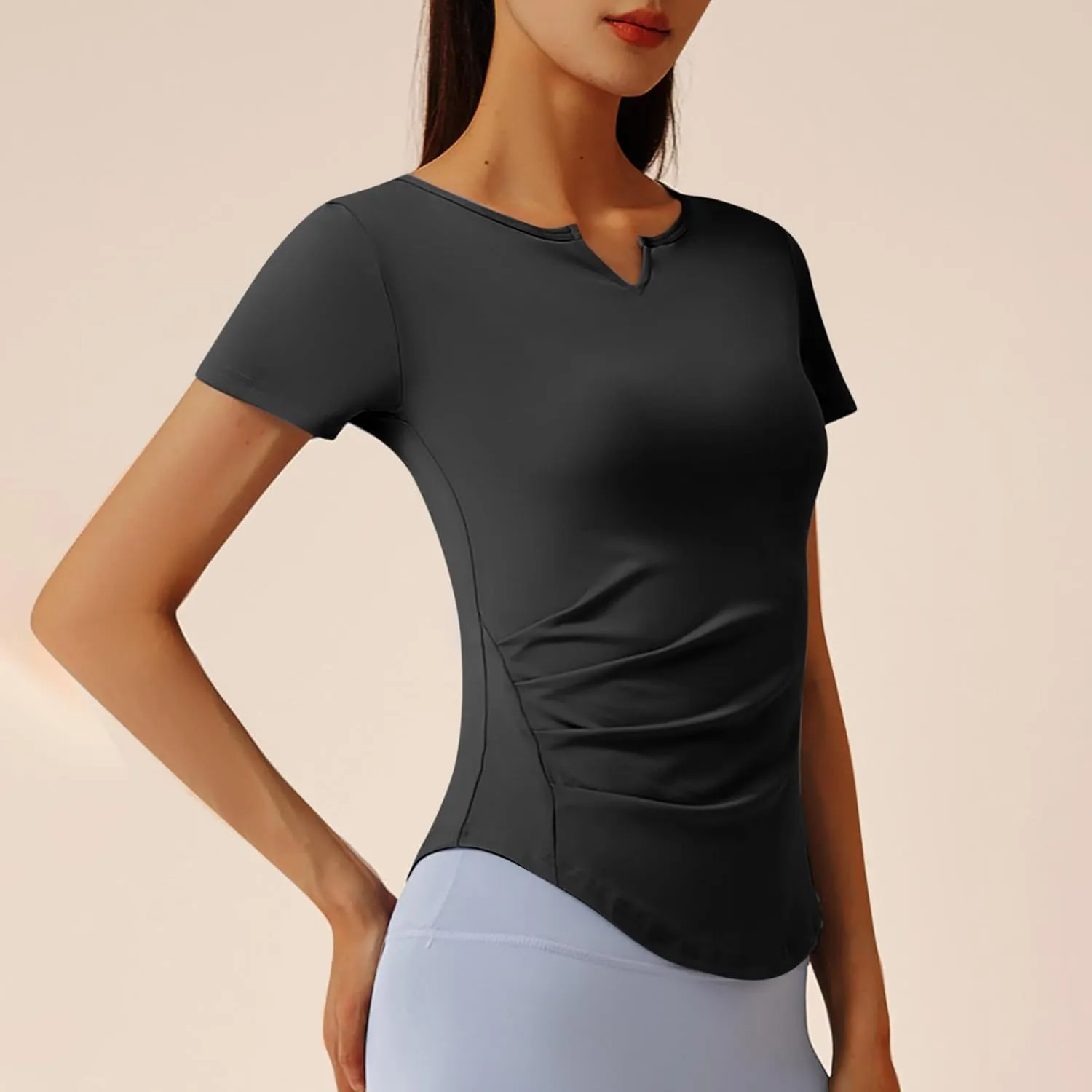 Womens Short Sleeve T-Shirts Casual Crewneck Quick Dry Athletic Running Workout Rash Guard Tops Summer Basic Tennis Tees