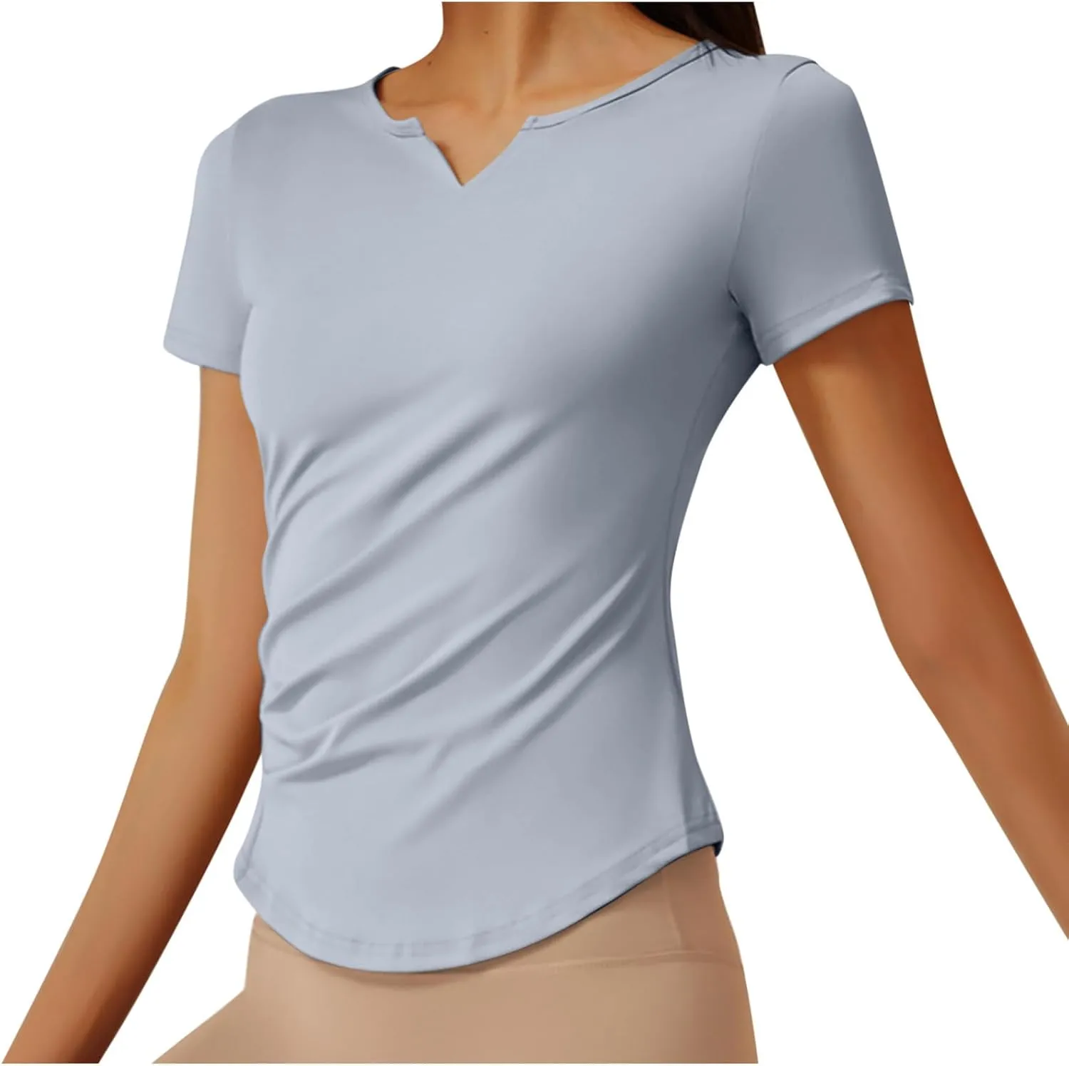 Womens Short Sleeve T-Shirts Casual Crewneck Quick Dry Athletic Running Workout Rash Guard Tops Summer Basic Tennis Tees