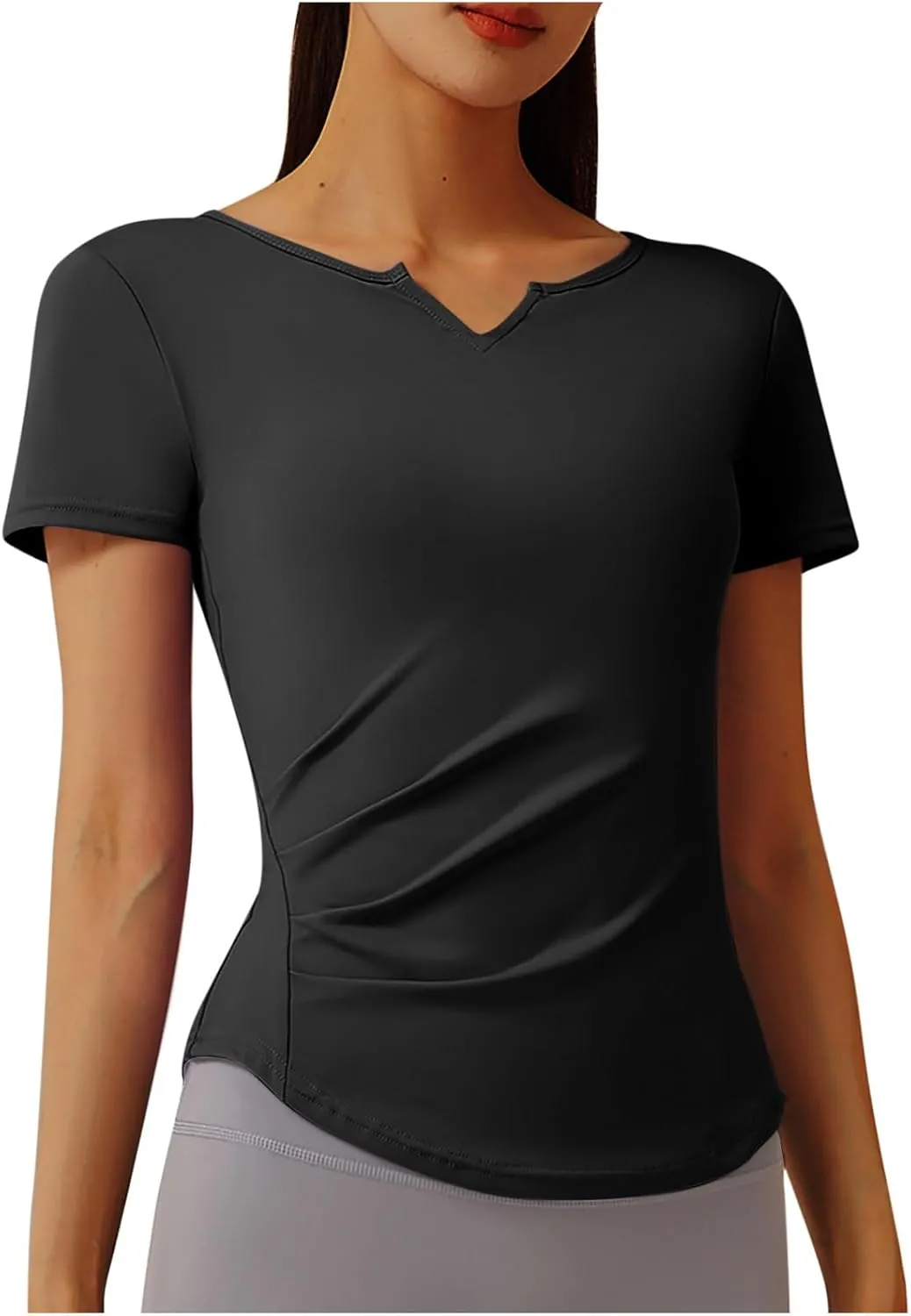 Womens Short Sleeve T-Shirts Casual Crewneck Quick Dry Athletic Running Workout Rash Guard Tops Summer Basic Tennis Tees