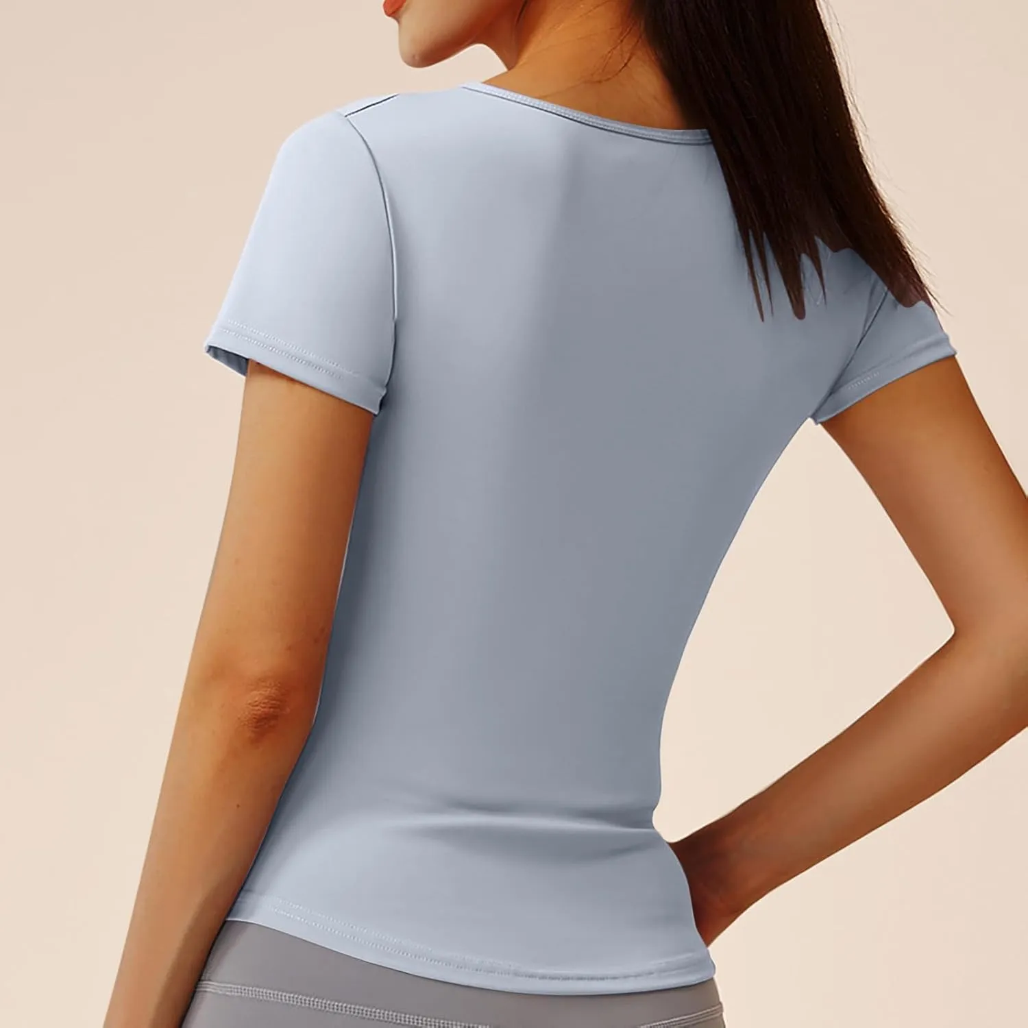 Womens Short Sleeve T-Shirts Casual Crewneck Quick Dry Athletic Running Workout Rash Guard Tops Summer Basic Tennis Tees