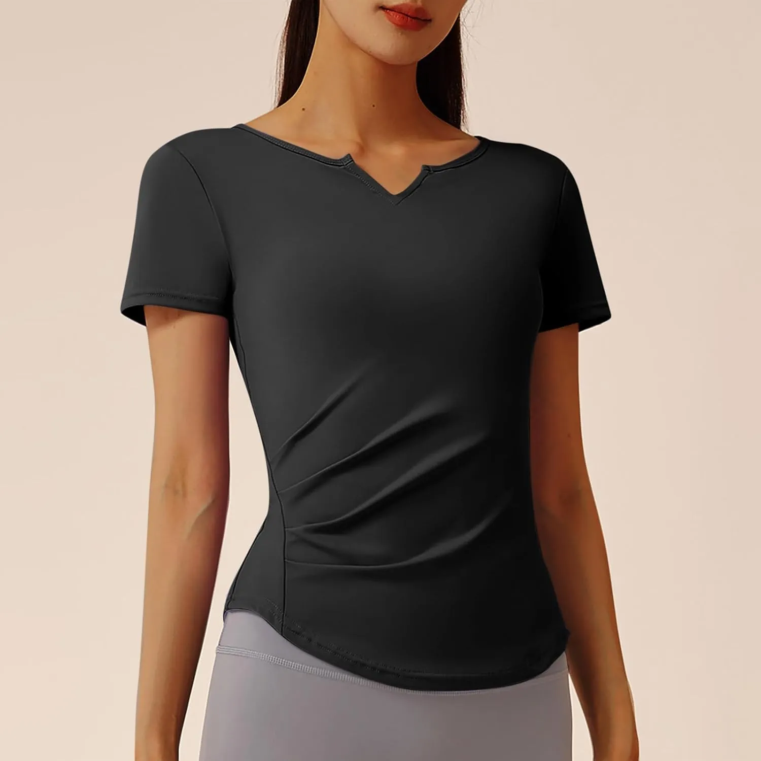 Womens Short Sleeve T-Shirts Casual Crewneck Quick Dry Athletic Running Workout Rash Guard Tops Summer Basic Tennis Tees