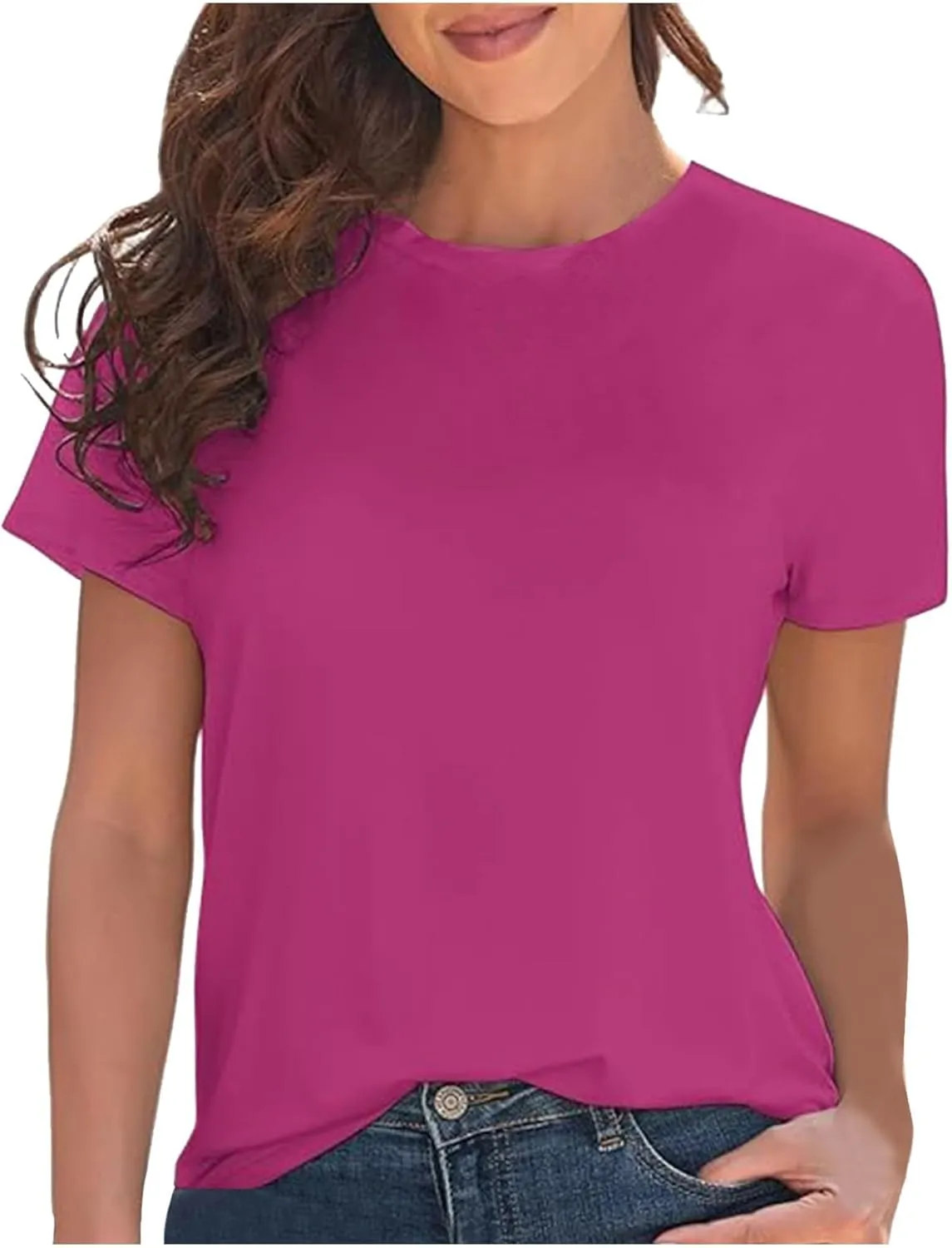 Women's Short Sleeve T-Shirts Sun Protection Quick Dry Athletic Running Workout Rash Guard Tops Casual Beach Tees
