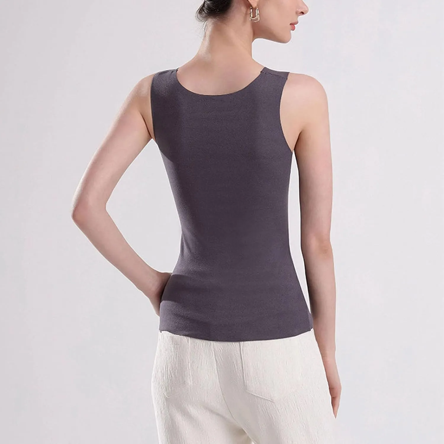 Womens Sleeveless Thermal Tank Tops Comfy Lace Warm Camisole Basic Thin Comfy Underwear Fall Baselayer V Neck Vest
