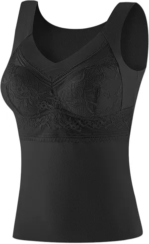 Womens Sleeveless Thermal Tank Tops Comfy Lace Warm Camisole Basic Thin Comfy Underwear Fall Baselayer V Neck Vest