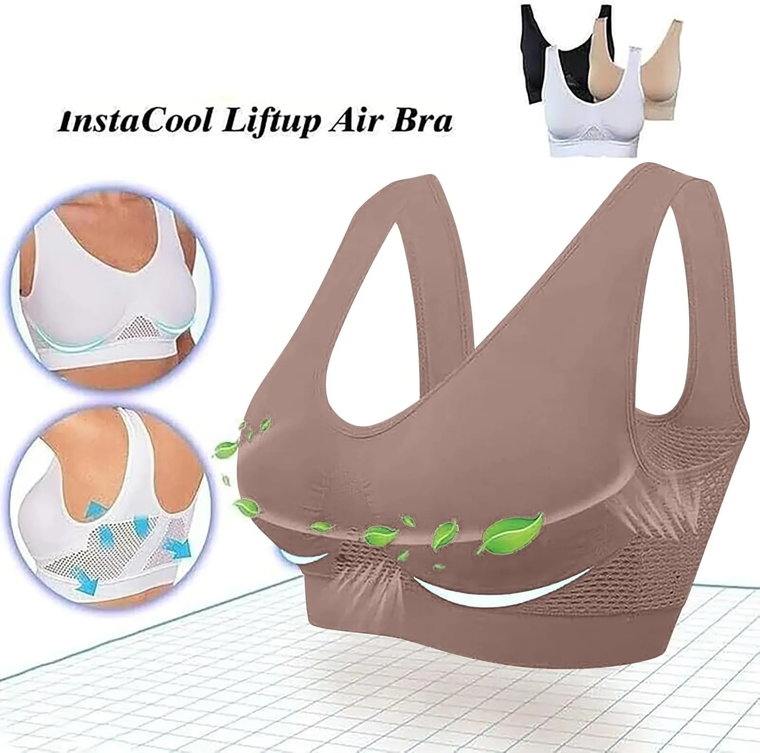Women's Sports Bra Breathable No Wire Everyday Bras Soft Support Breathable Medium Support Mesh Bras