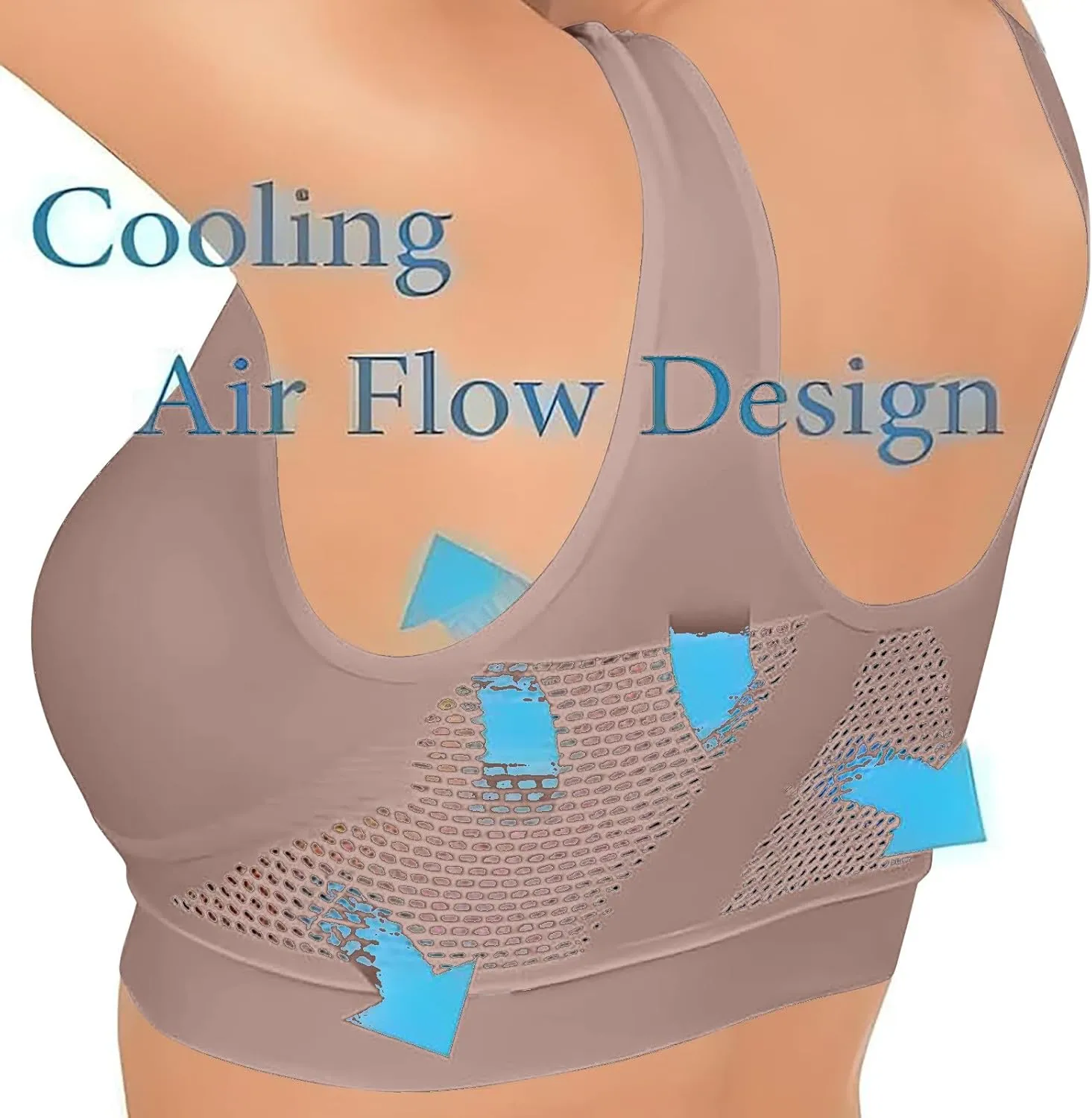 Women's Sports Bra Breathable No Wire Everyday Bras Soft Support Breathable Medium Support Mesh Bras