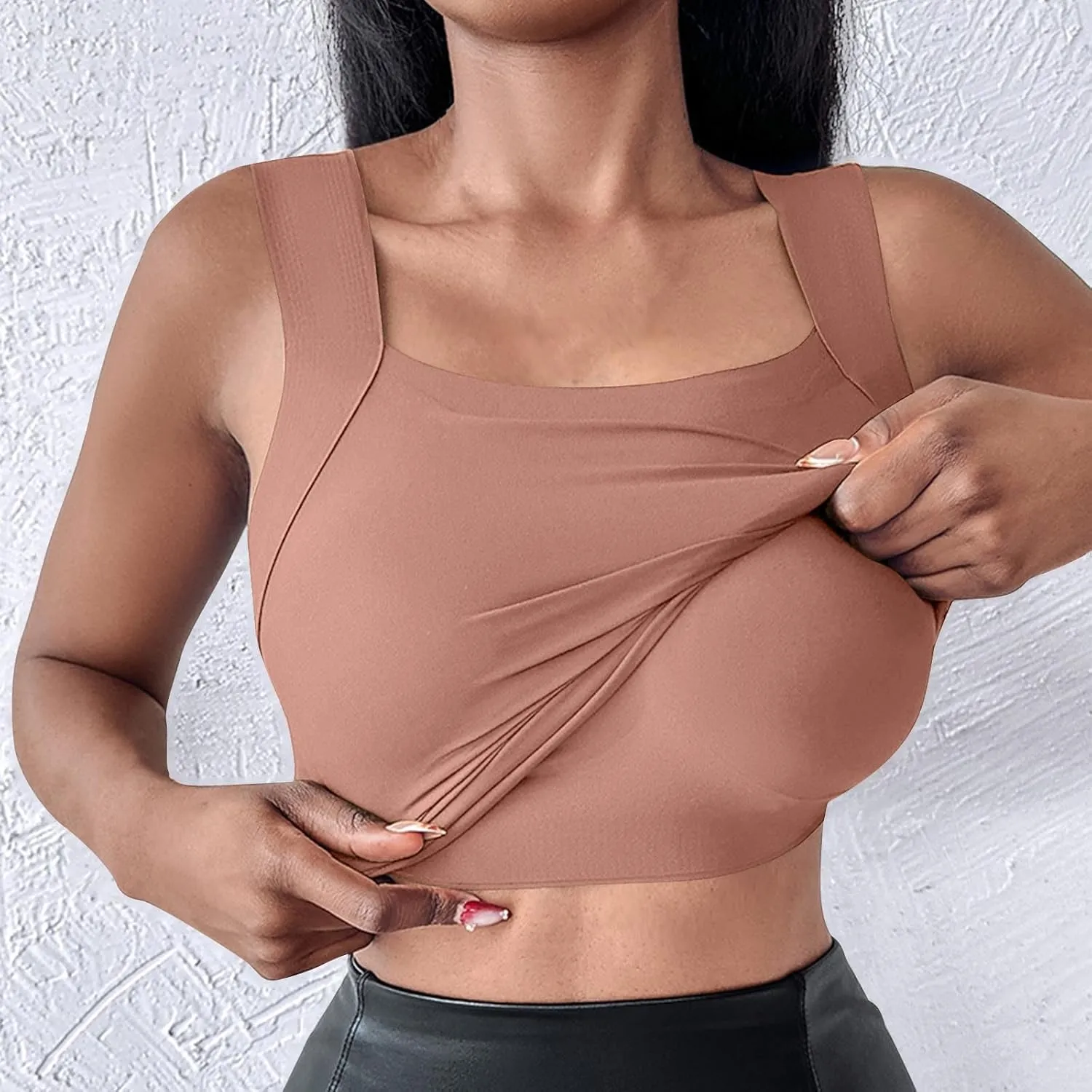 Womens Square Neck Sleeveless Tees 2025 Summer Basic Padded Tank Top with Built in Bra Stretch Athletic Yoga Shirts