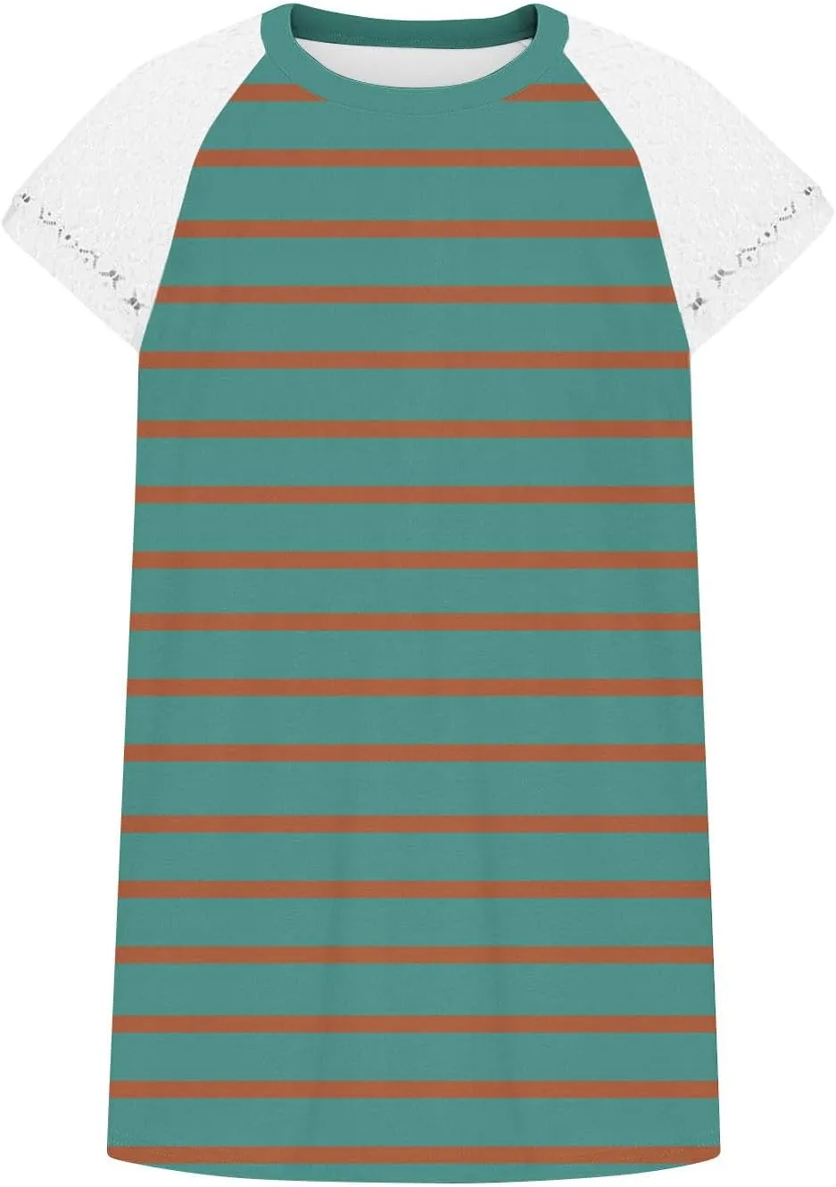 Women's Striped Lace Patchwork Tank Tops Round Neck Sleeveless Shirts Summer Casual Color Block Vacation Beach Tees