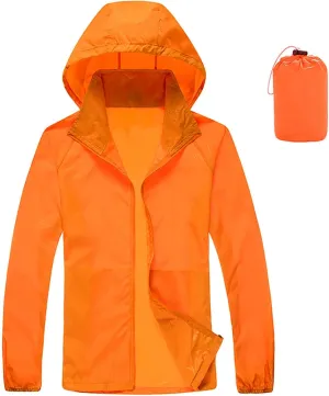 Women's UPF Sun Protection Shirts Full Zip Lightweight Packable Hiking Hoodie Long Sleeve Raincoats with Storage Bags