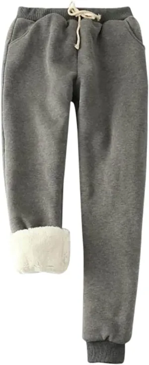 Women's Warm Sherpa Lined Athletic Sweatpants Jogger Fleece Pants
