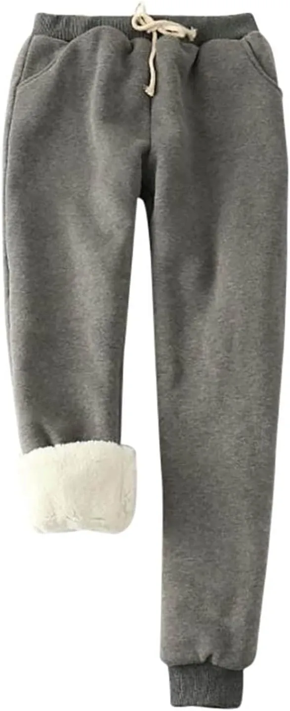 Women's Warm Sherpa Lined Athletic Sweatpants Jogger Fleece Pants