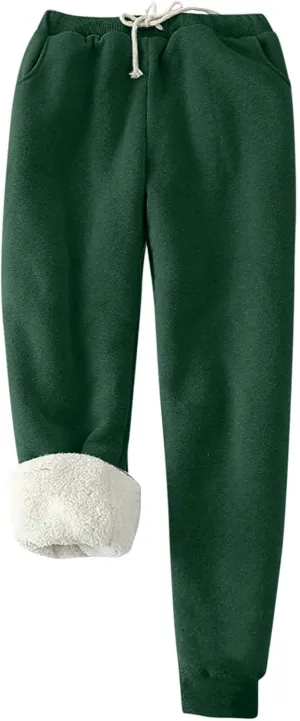Women's Warm Sherpa Lined Athletic Sweatpants Jogger Fleece Pants