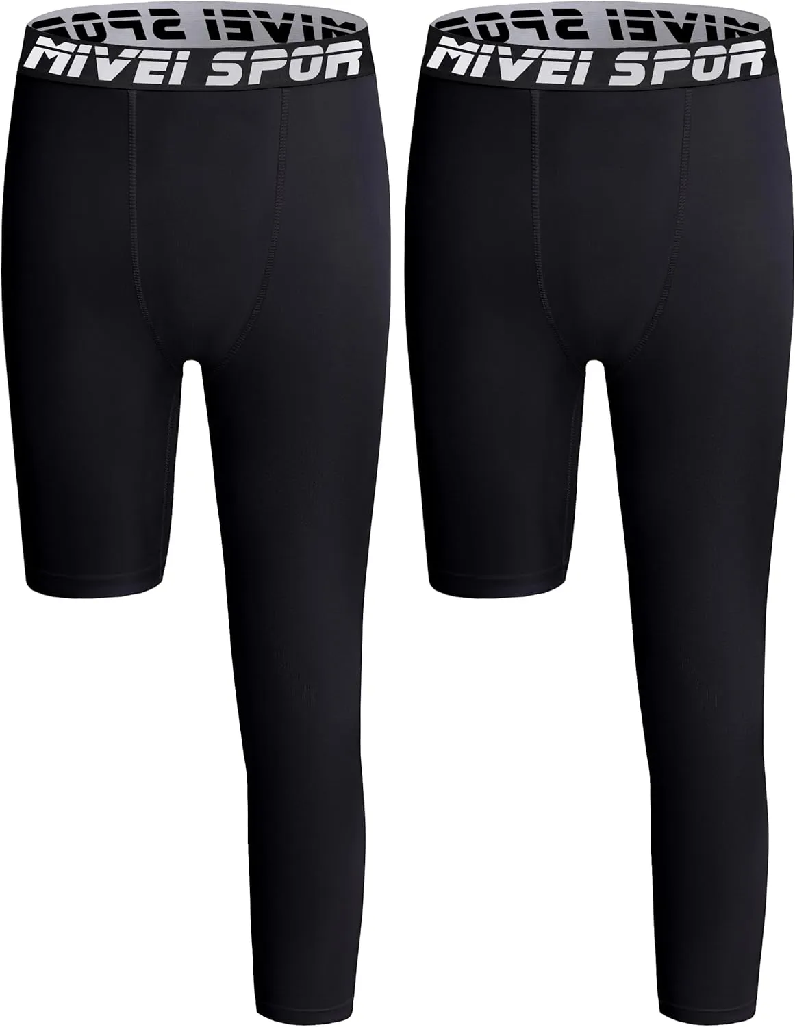 Youth Boys One Leg Compression Pants - 3/4 Kids Basketball Tights Girls Football Soccer Leggings Sports Base Layer