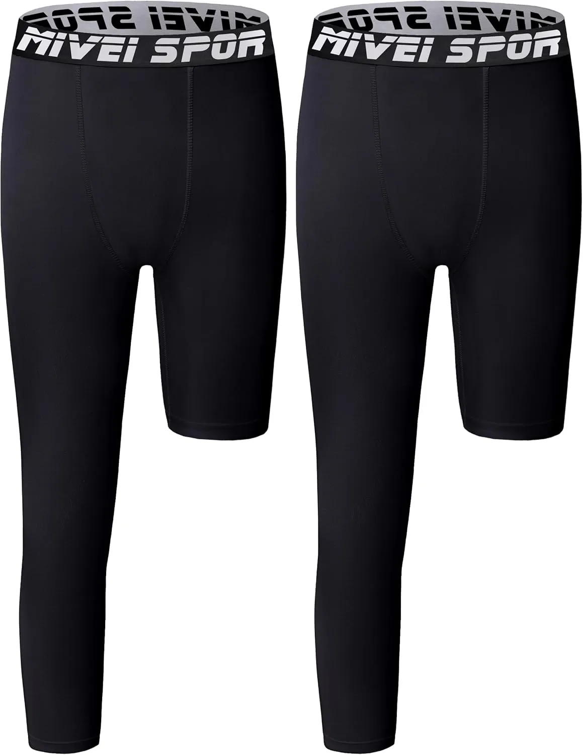 Youth Boys One Leg Compression Pants - 3/4 Kids Basketball Tights Girls Football Soccer Leggings Sports Base Layer