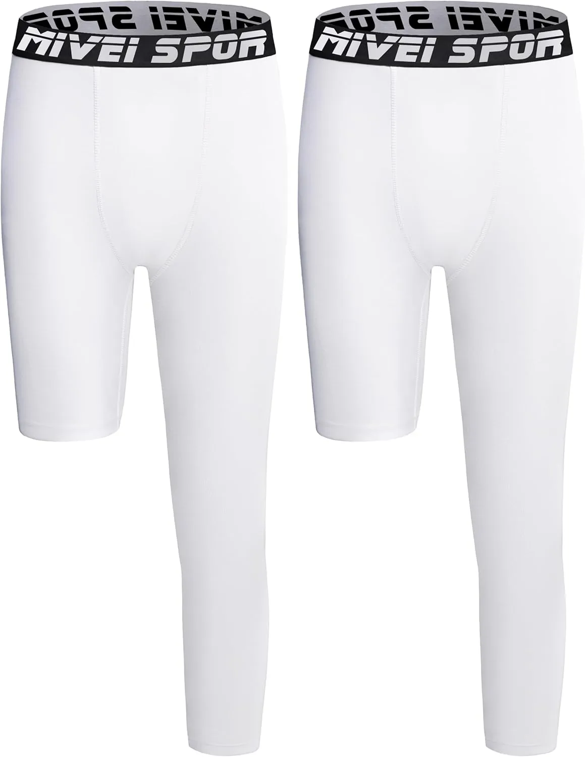 Youth Boys One Leg Compression Pants - 3/4 Kids Basketball Tights Girls Football Soccer Leggings Sports Base Layer