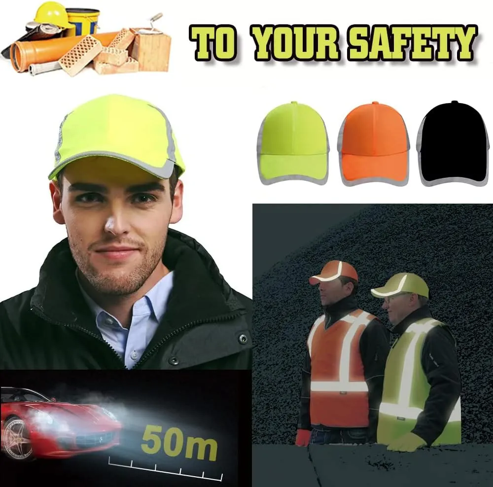 YOWESHOP Baseball Cap Safety Hat with Reflective Strip Sun Hat Customize Logo