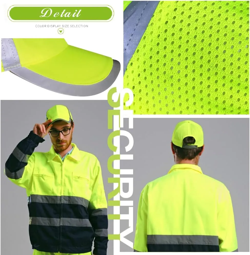 YOWESHOP Baseball Cap Safety Hat with Reflective Strip Sun Hat Customize Logo