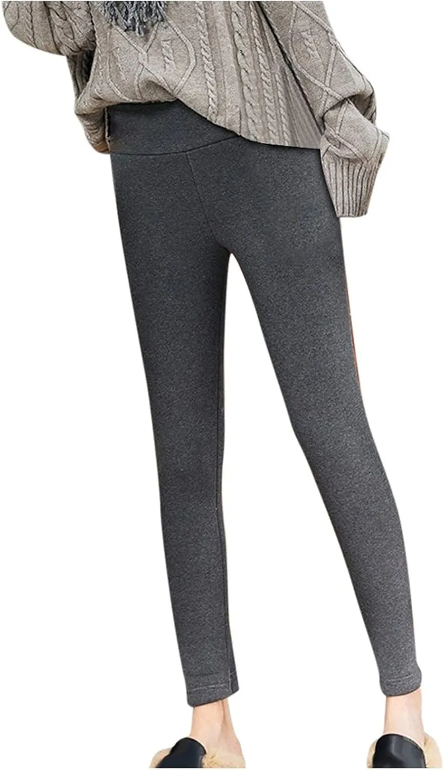 ZEFOTIM Thermal Leggings for Women Thermals Outdoor Thick Pants Thermal Soild High Waist Winter Tights