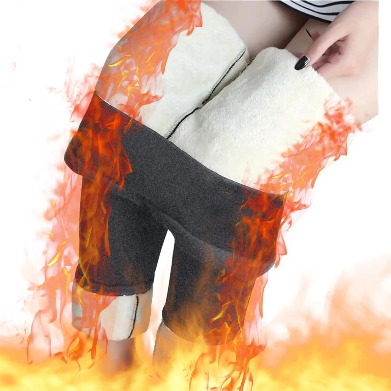 ZEFOTIM Thermal Leggings for Women Thermals Outdoor Thick Pants Thermal Soild High Waist Winter Tights