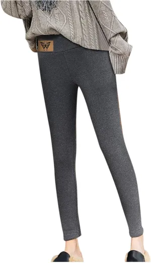 ZEFOTIM Thermal Leggings for Women Thermals Outdoor Thick Pants Thermal Soild High Waist Winter Tights