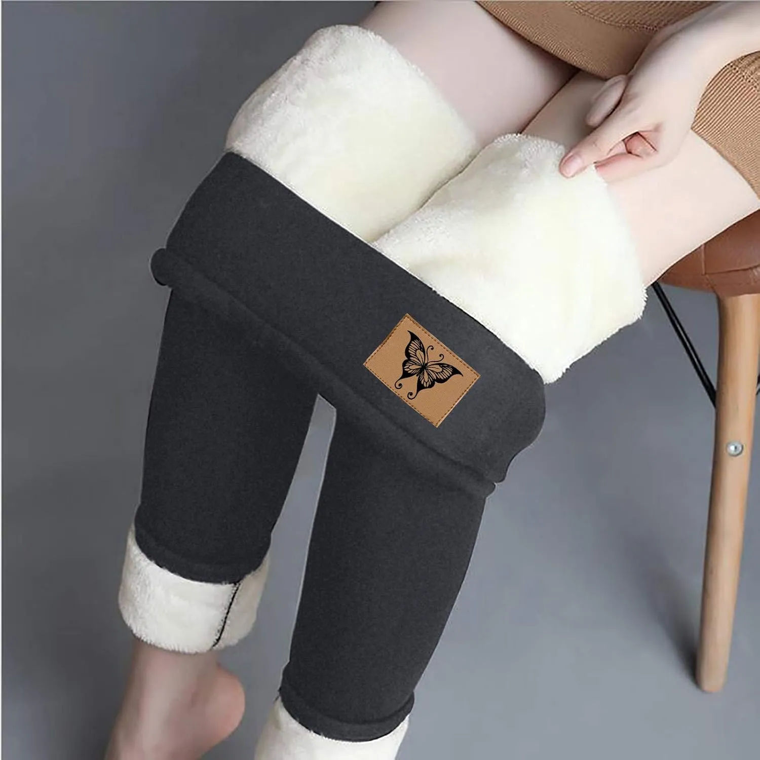 ZEFOTIM Thermal Leggings for Women Thermals Outdoor Thick Pants Thermal Soild High Waist Winter Tights