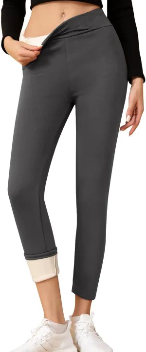 ZEFOTIM Thermal Leggings for Women Thermals Outdoor Thick Pants Thermal Soild High Waist Winter Tights